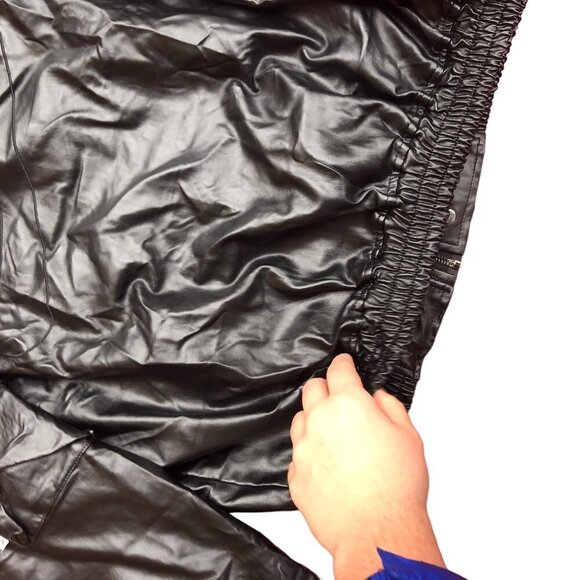 VINTAGE Nike Leather Jacket BIG LOGO Large Black - Picture 7 of 15